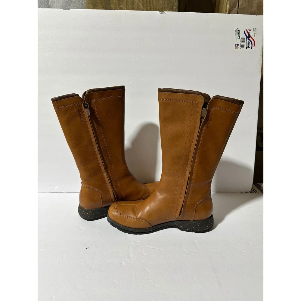 Teva Capistrano Cigar Waterproof Leather Side Zip Boots Womens Size 6.5 Brown